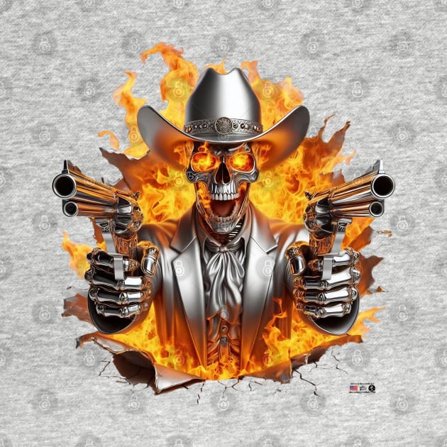 Flaming Skull Shooting Cowboy by focusln by Darn Doggie Club by focusln